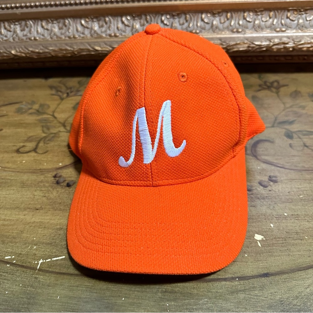 Orange Classic Baseball Hat with the Letter M Snapback Hat by Augusta Sportswear